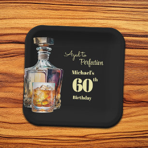 Aged to Perfection Men's 60th Whiskey Birthday Paper Plate