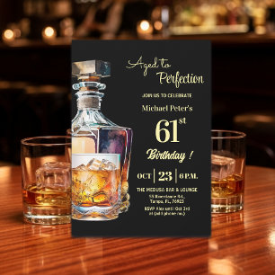 Aged to Perfection Men's 61st Whiskey Birthday Invitation