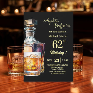 Aged to Perfection Men's 62nd Whiskey Birthday Invitation