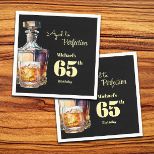 Aged to Perfection Men's 65th Whiskey Birthday  Napkin
