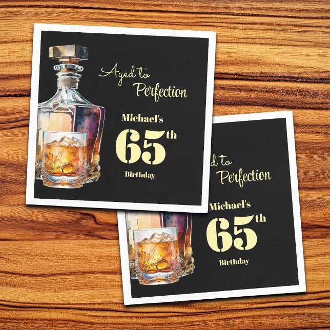 Aged to Perfection Men's 65th Whiskey Birthday  Napkin (Creator Uploaded)