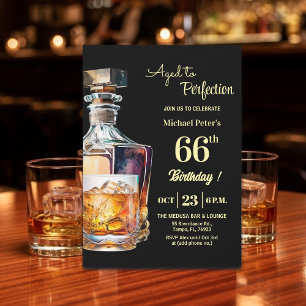 Aged to Perfection Men's 66th Whiskey Birthday  Invitation