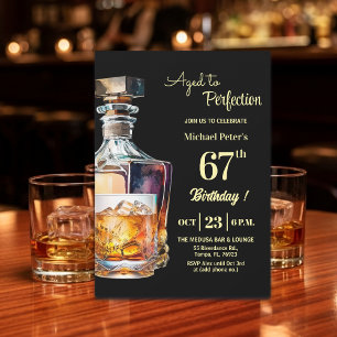 Aged to Perfection Men's 67th Whiskey Birthday Invitation