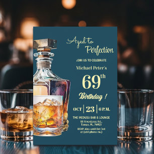 Aged to Perfection Men's 69th Whiskey Birthday  Invitation