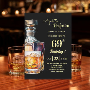 Aged to Perfection Men's 69th Whiskey Birthday  Invitation