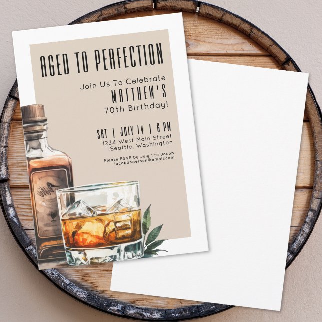 Aged To Perfection Men's 70th Birthday Party Invitation (Aged To Perfection Men's 70th Birthday Party Invitation)