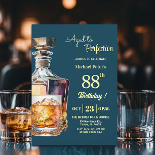 Aged to Perfection Men's 88th Whiskey Birthday  Invitation