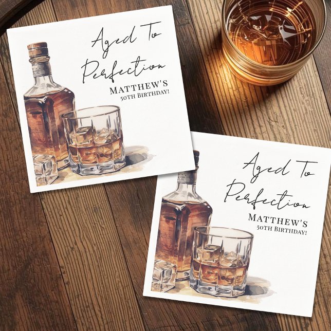 Aged To Perfection Men's Birthday Party Napkin (Aged To Perfection Men's Birthday Party Napkins)