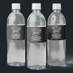 Aged To Perfection Personalised Vintage Birthday  Water Bottle Label<br><div class="desc">Introducing the Aged To Perfection Personalised Vintage Birthday Water Bottle Label, a stylish addition to your next milestone celebration. These labels are designed with a rock 'n' roll spirit and classic nostalgia, perfect for bringing a retro touch to any birthday party. Whether you're celebrating a 21st, 30th, 40th, 50th, 60th,...</div>