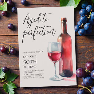 Aged to Perfection Red Wine 50th Birthday Party Invitation