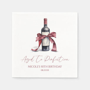 Aged To Perfection Red Wine Bow Birthday Party Napkin