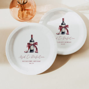 Aged To Perfection Red Wine Bow Birthday Party Paper Plate