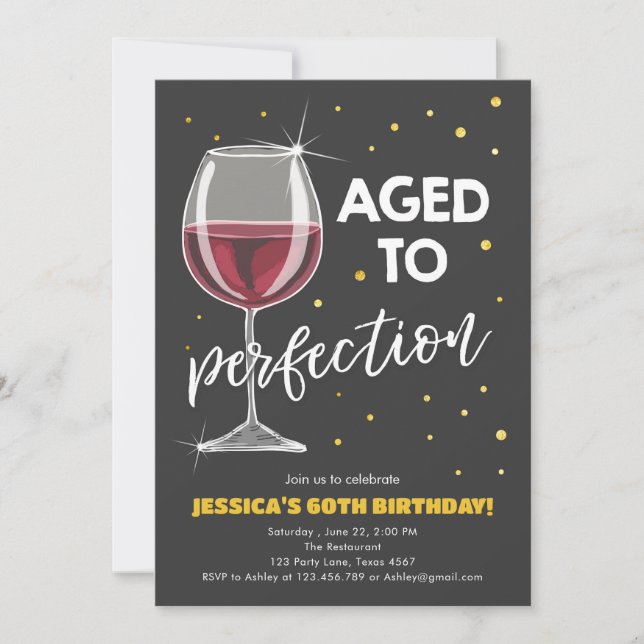 Aged to Perfection Red Wine Surprise Birthday Invitation (Front)