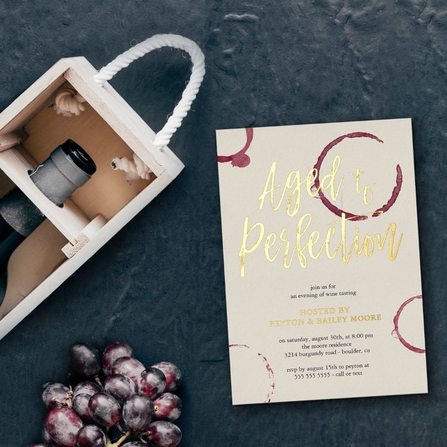 Aged to Perfection Stains Wine Tasting Party Gold (Creator Uploaded)