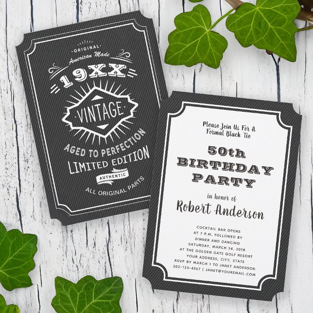 Aged to Perfection Vintage Elegant Birthday Party Invitation (Creator Uploaded)