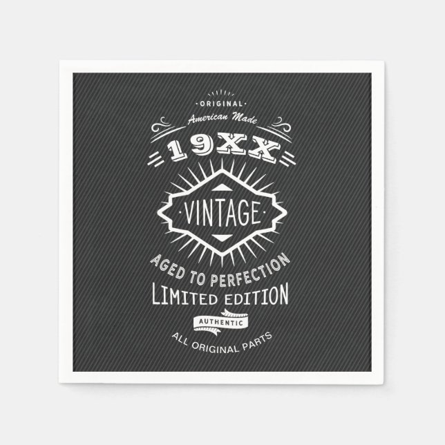 Aged to Perfection Vintage Elegant Birthday Party Napkin (Front)