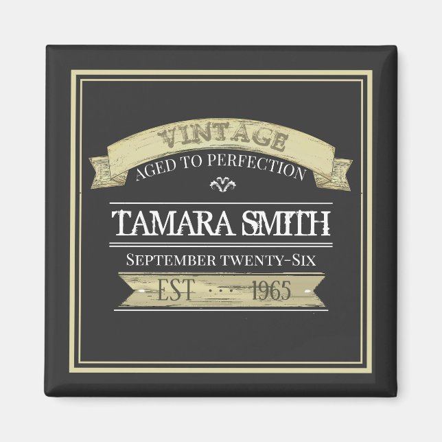 Aged to Perfection Vintage Favour Magnet (Front)