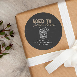 Aged to Perfection Vintage Whiskey Black Thank You Classic Round Sticker