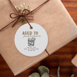 Aged to Perfection Vintage Whiskey White Birthday  Favour Tags
