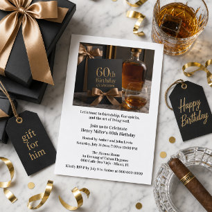 Aged to Perfection Whiskey 60th Birthday Invitation