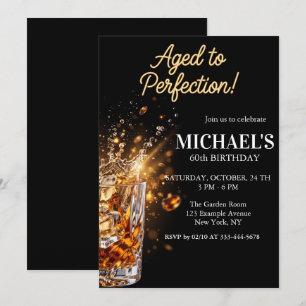 Aged to Perfection Whiskey 60th Birthday Invite