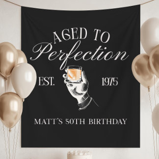 Aged to Perfection Whiskey Birthday Banner Men's Tapestry
