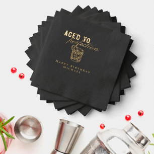 Aged to Perfection Whiskey Cocktail Birthday Party Foil Napkins