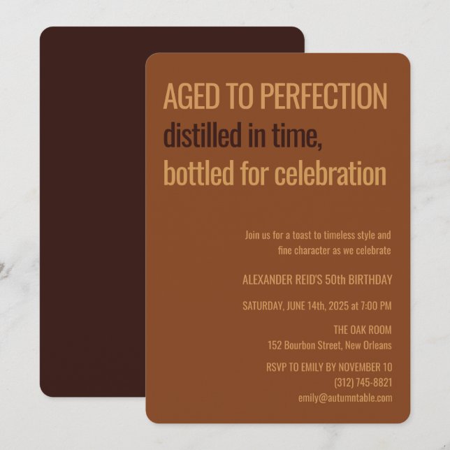 Aged to Perfection | Whisky Birthday Invitation (Front/Back)