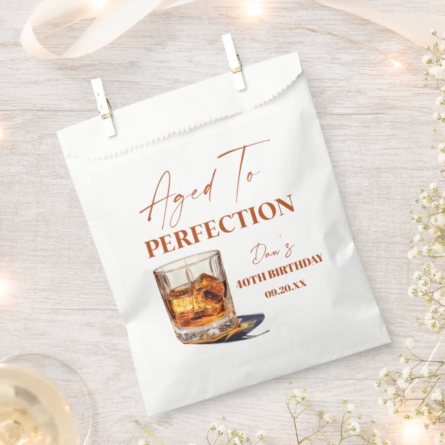 Aged To Perfection Whisky Glass Birthday Party Favour Bags (Clipped)