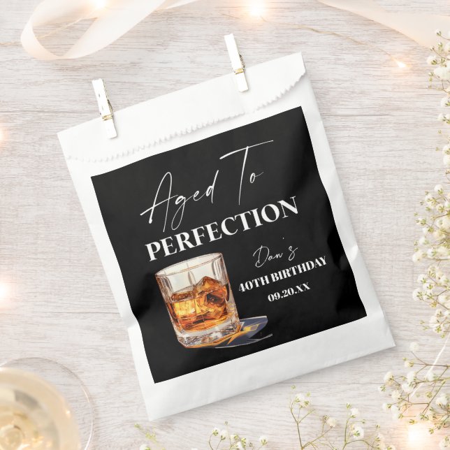 Aged To Perfection Whisky Glass Birthday Party Favour Bags (Clipped)