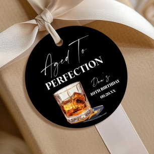 Aged To Perfection Whisky Glass Birthday Party Favour Tags