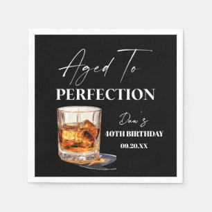 Aged To Perfection Whisky Glass Birthday Party Napkin
