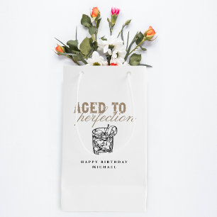 Aged to Perfection White Vintage Whiskey Birthday  Small Gift Bag