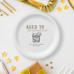 Aged to Perfection White Whiskey Birthday Party Paper Plate