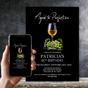 Aged to Perfection White Wine 60th Birthday Party Invitation