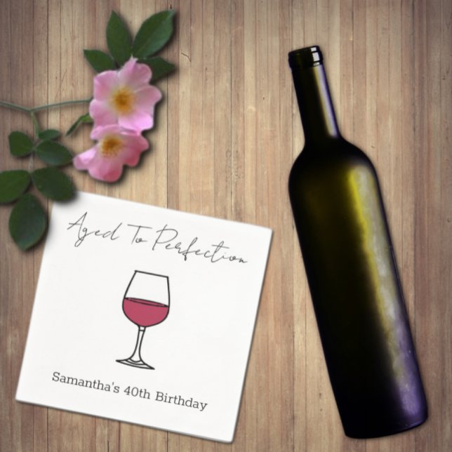 Aged To Perfection Wine 40th Birthday Napkin (Creator Uploaded)
