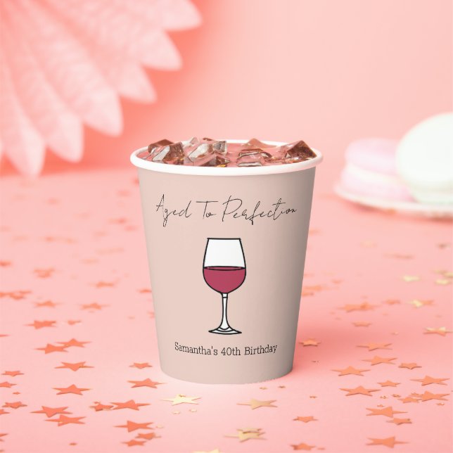 Aged To Perfection Wine 40th Birthday Paper Cups (Insitu)