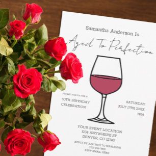 Aged To Perfection Wine 50th Birthday Invitation