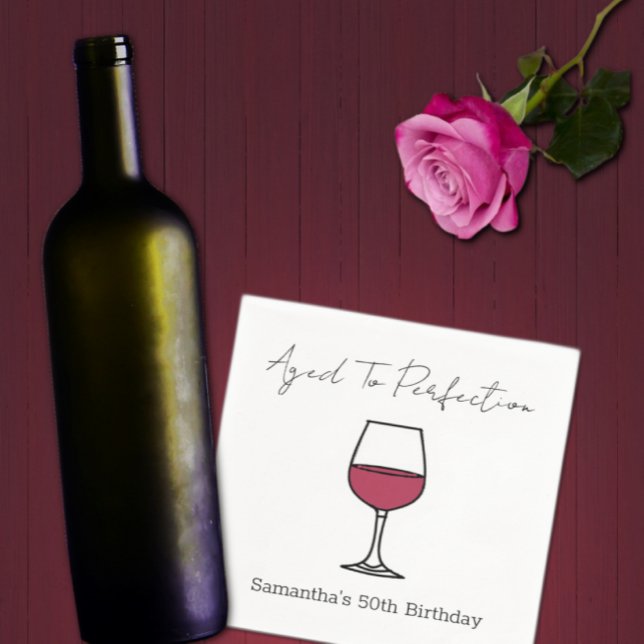 Aged To Perfection Wine 50th Birthday Napkin (Creator Uploaded)