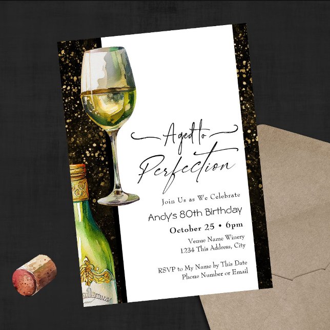 Aged to Perfection Wine 80th Birthday Invitation (Creator Uploaded)