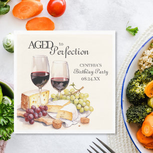 Aged to Perfection Wine and Cheese Birthday Napkin