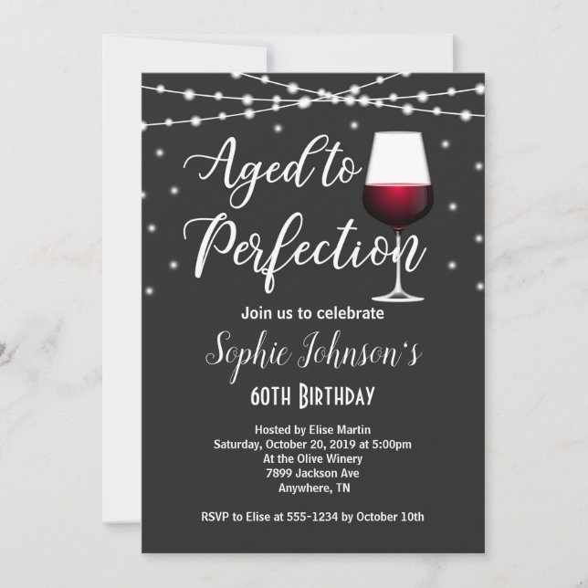 Aged to Perfection Wine Birthday Invitation (Front)
