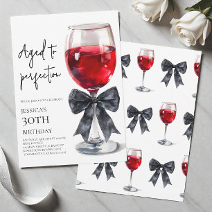 Aged to Perfection Wine Bow 30th Birthday Party Invitation