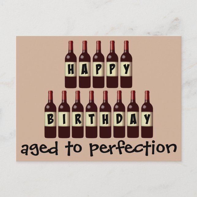 Aged to Perfection Wine Lover Happy Birthday Postcard (Front)