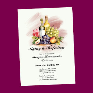 Aged to Perfection Wine Themed 40th Birthday Party Invitation