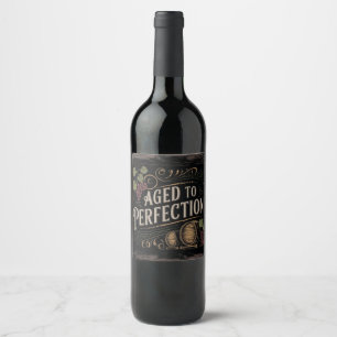 Aged to Perfection with Rustic Barrel Theme Design Wine Label