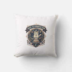 Aged To Purrfection Cat Birthday Age Vintage Vecto Cushion