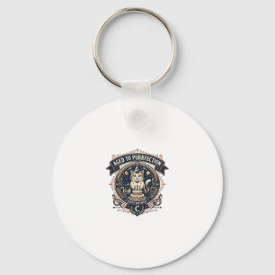 Aged To Purrfection Cat Birthday Age Vintage Vecto Key Ring