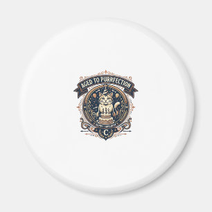Aged To Purrfection Cat Birthday Age Vintage Vecto Magnet