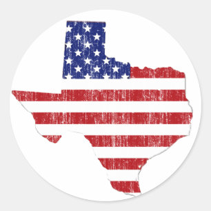 AGED US FLAG TEXAS CLASSIC ROUND STICKER